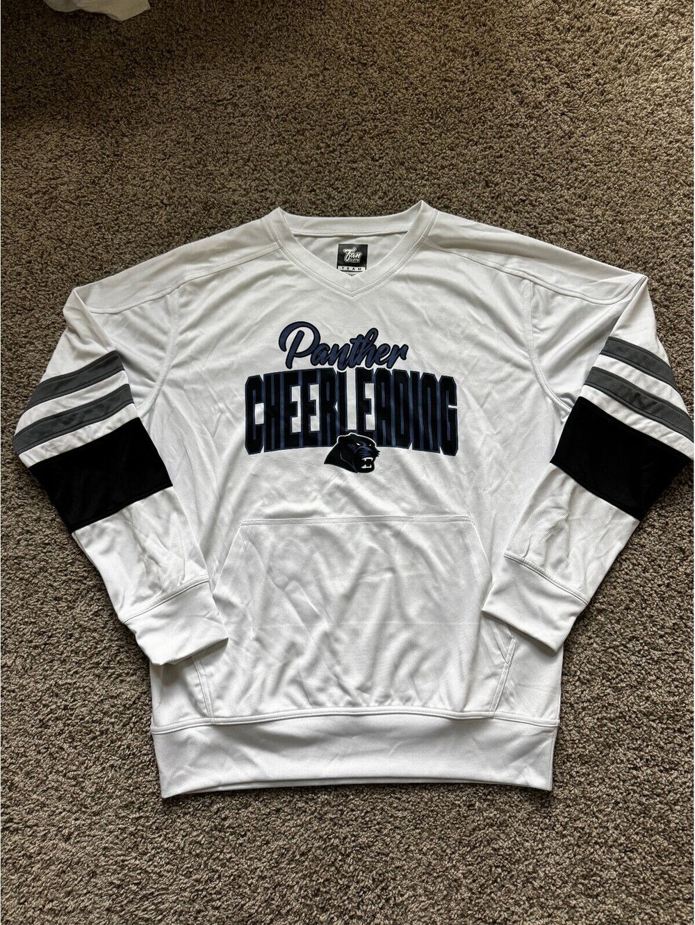 Fan Cloth Team Panther Cheerleading White Polyester Sweatshirt Medium